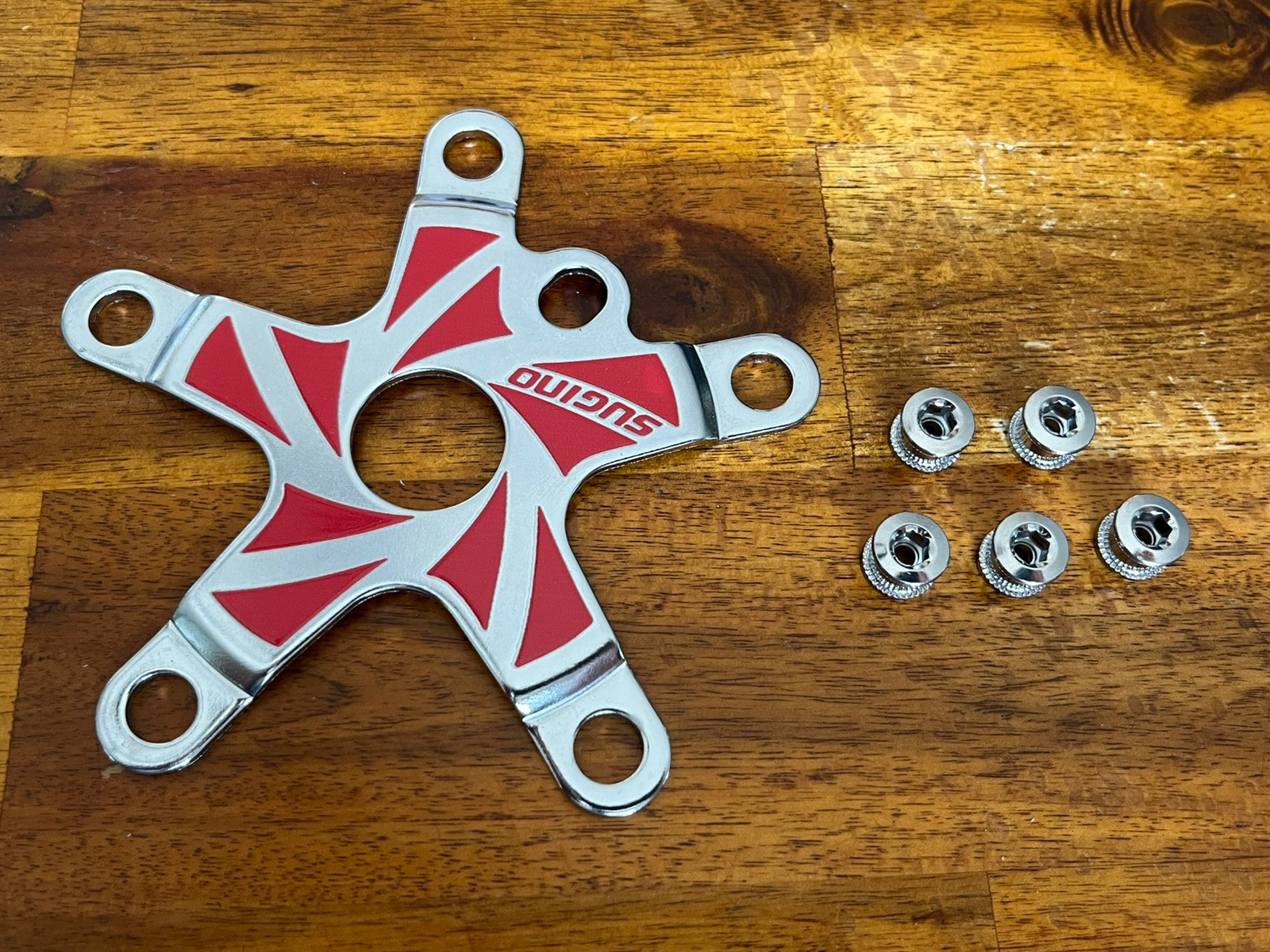 🍀NEW 80’s SUGINO RED CHAINRING SPIDER OLD SCHOOL BMX SPROCKET SCHWINN REDLINE
