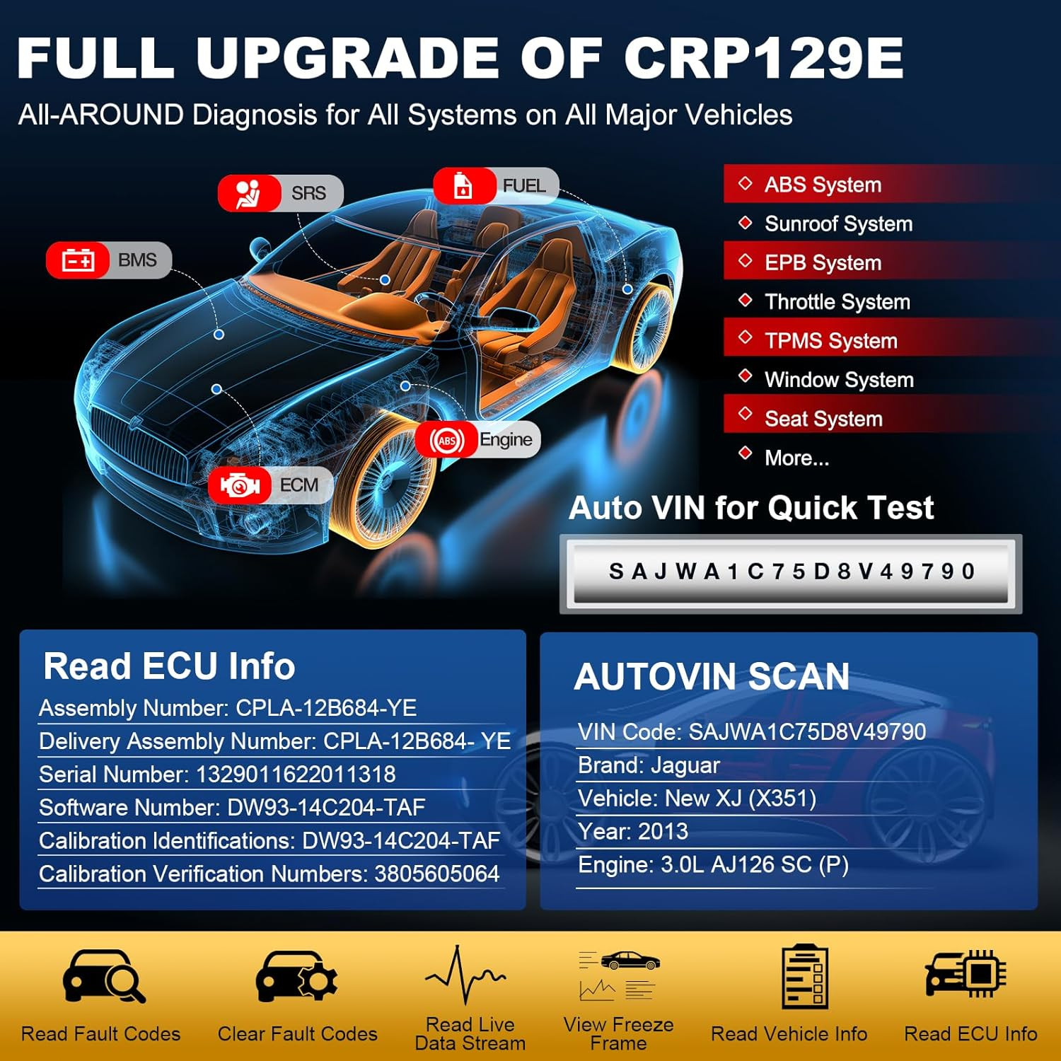 2026 LAUNCH CRP129E PLUS OBD2 Car Scanner Diagnostic Tool All System Free Update