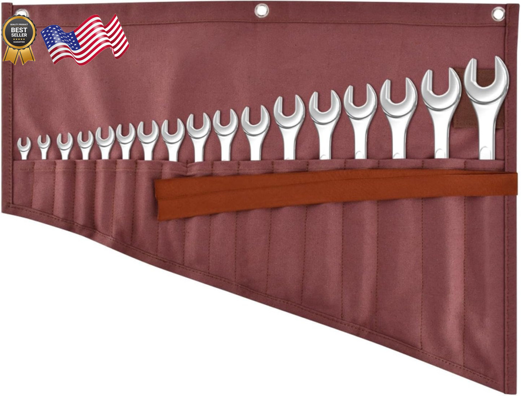 16 Pockets Wrench Roll Organizer Roll up Tool Bag, Multi-Purpose Wrench Roll Po