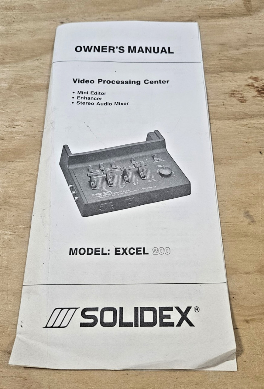 Solidex Excel 200 Video Editing Center Mixer Enhancer INSTRUCTION MANUAL VTG