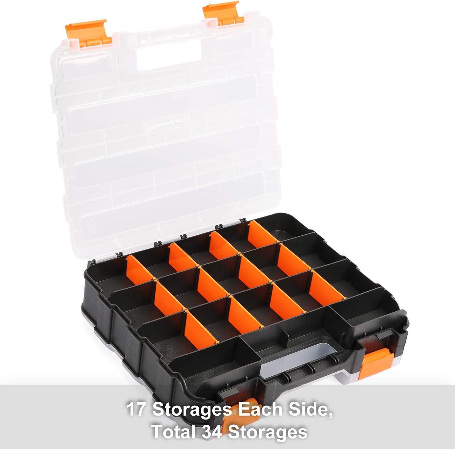Double Side Tools Organizer, Customizable Removable Plastic Dividers, Hardware B