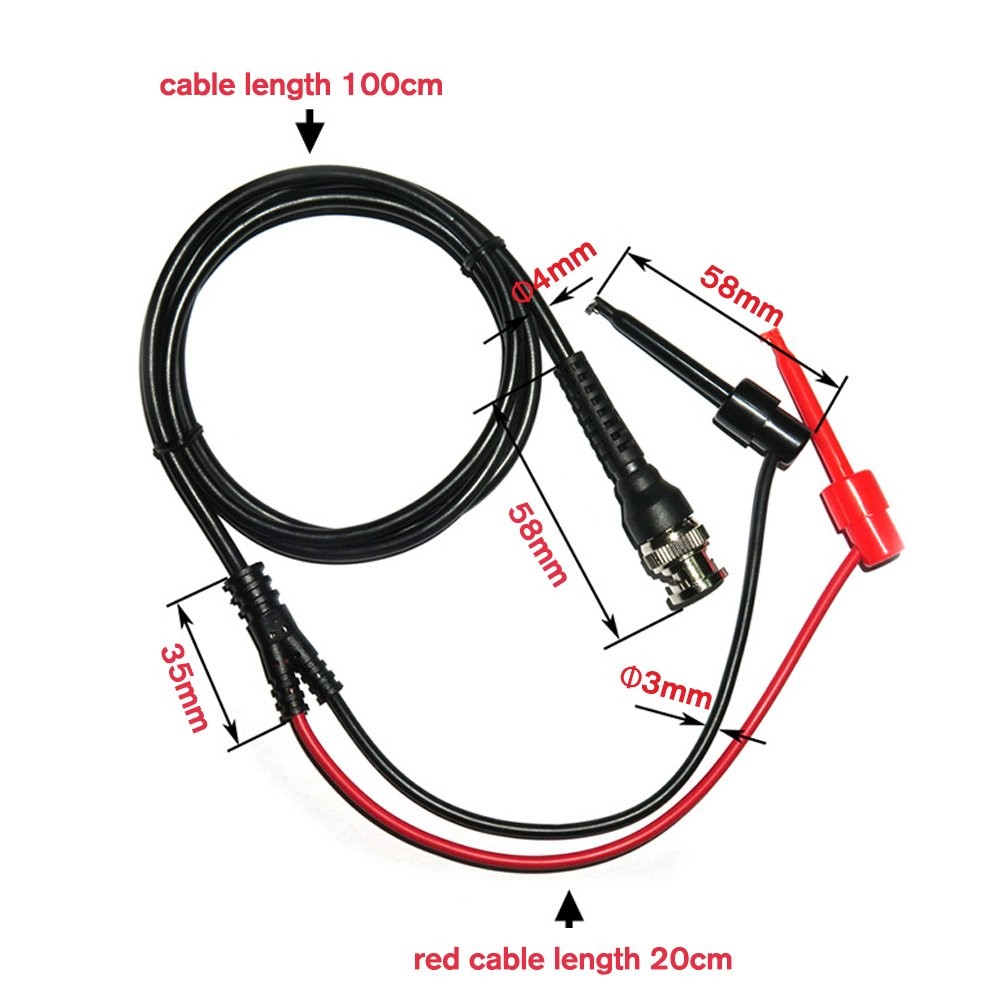 BNC to Mini Test Hook Clips Dual Hook Test Probe Cable Leads 120CM with Two Mini