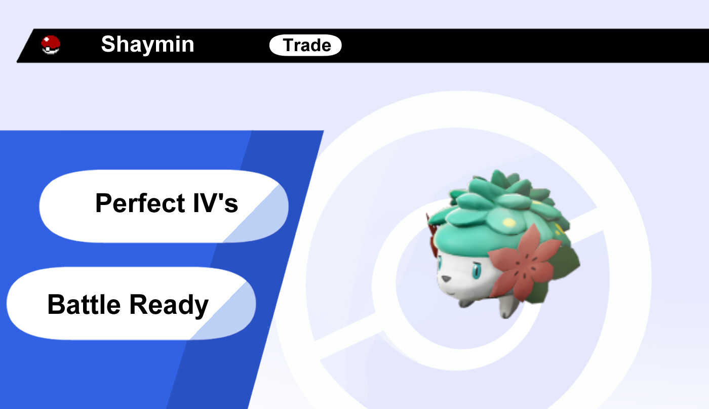 Shiny Shaymin Battle Ready 6 IV for Pokemon Brilliant Diamond/Shining Pearl