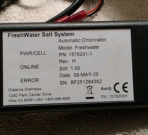 Watkins Wellness 78053 Salt water System Generator Hot Spring Spa Caldera NEW