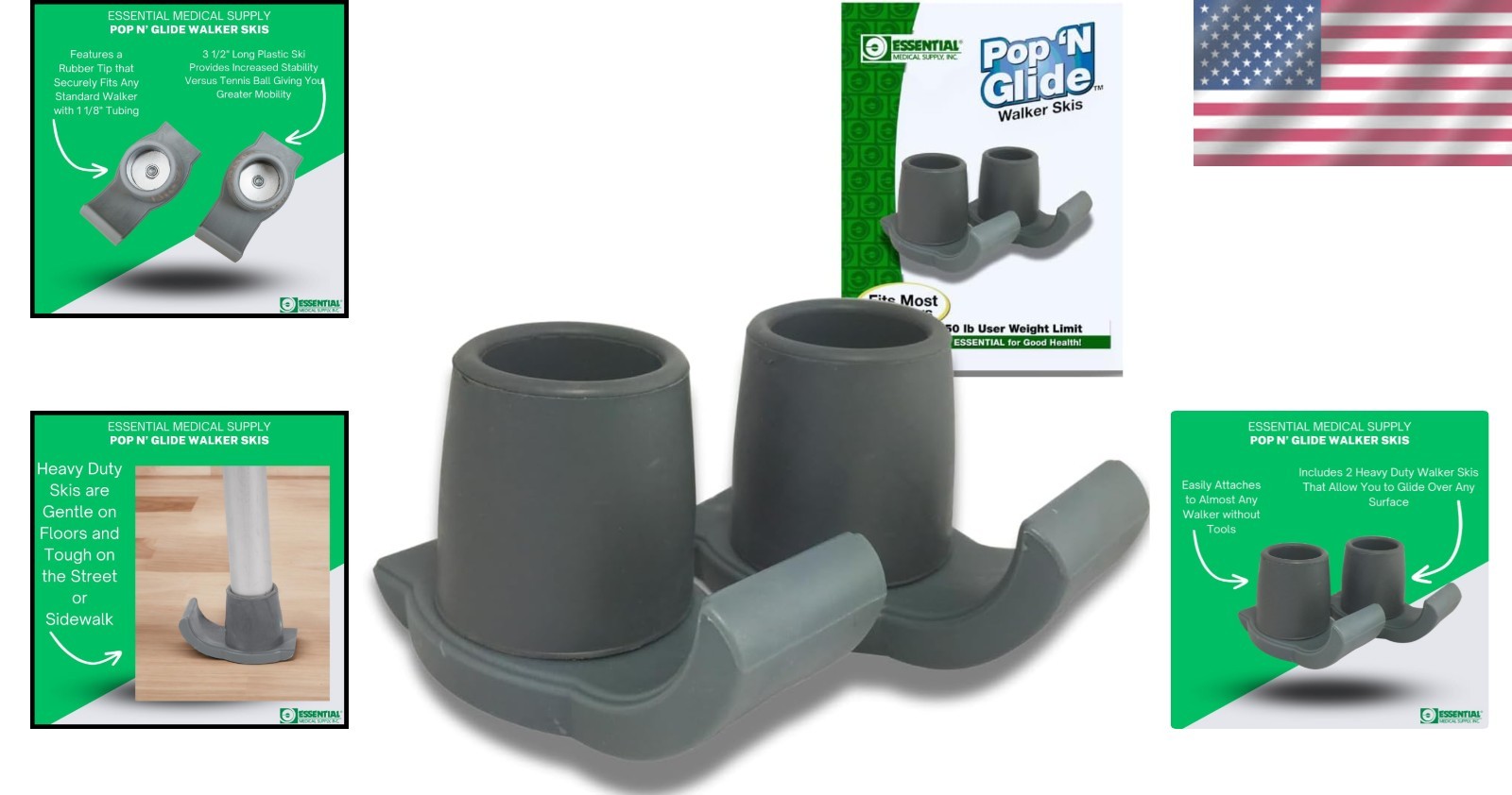 Upgrade Your Walker with Pop & Glide Easy Use Ski Glides - Safe & Durable 2 Pack