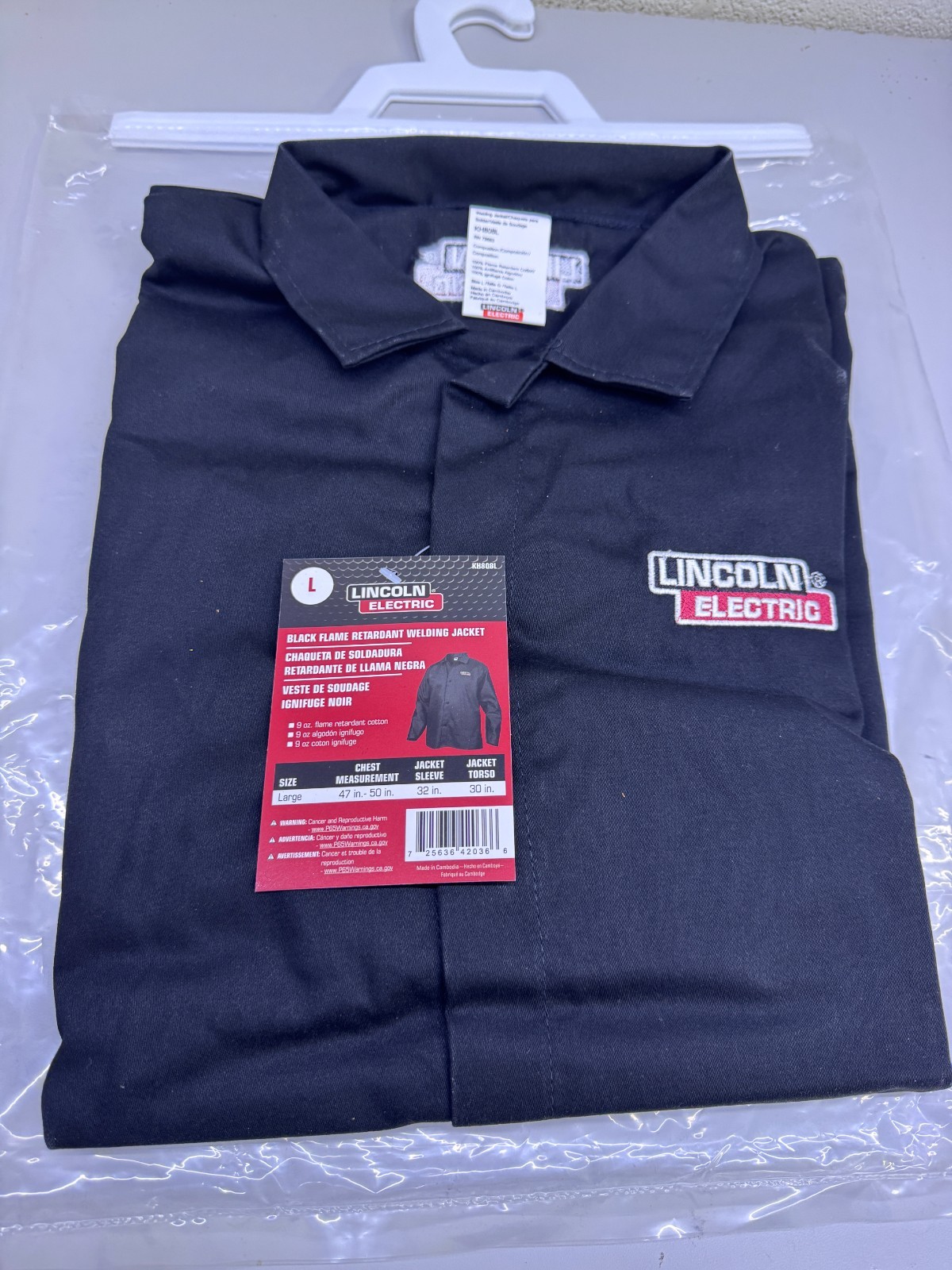 Lincoln Electric Flame Retardant Welding Jacket Size large KH808L
