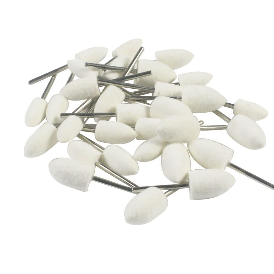 Luo ke 30 Pcs Wool Felt Polishing Bits, 3/32'' Shank Cone Shape White