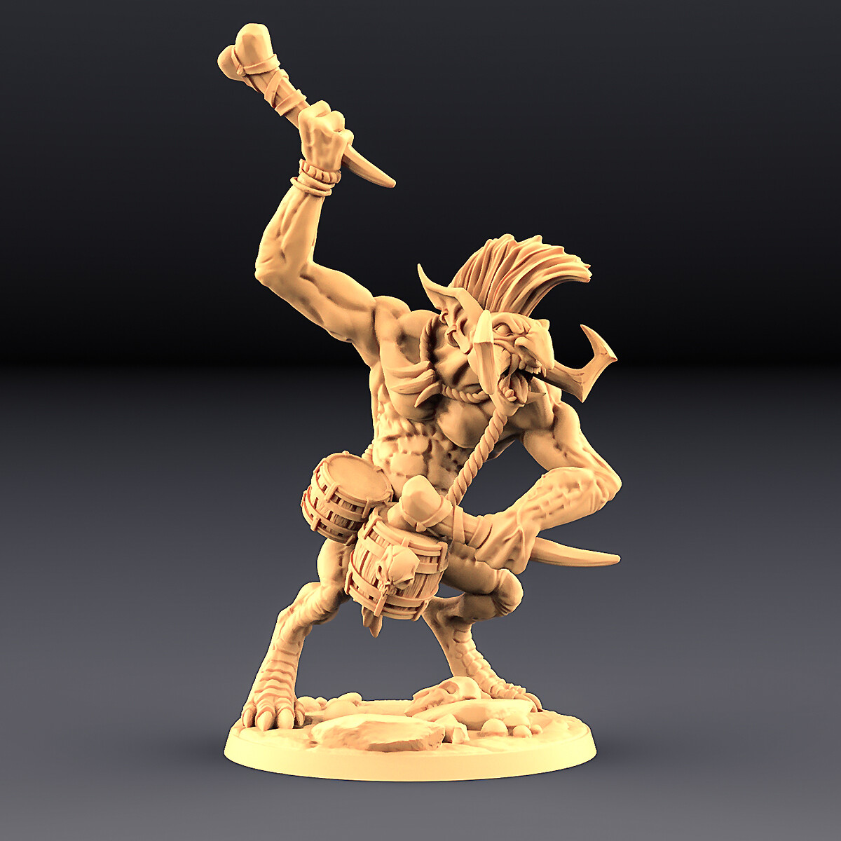 Troll Drummer - Artisan Guild Fantasy Dungeons and Dragons Miniature Monster