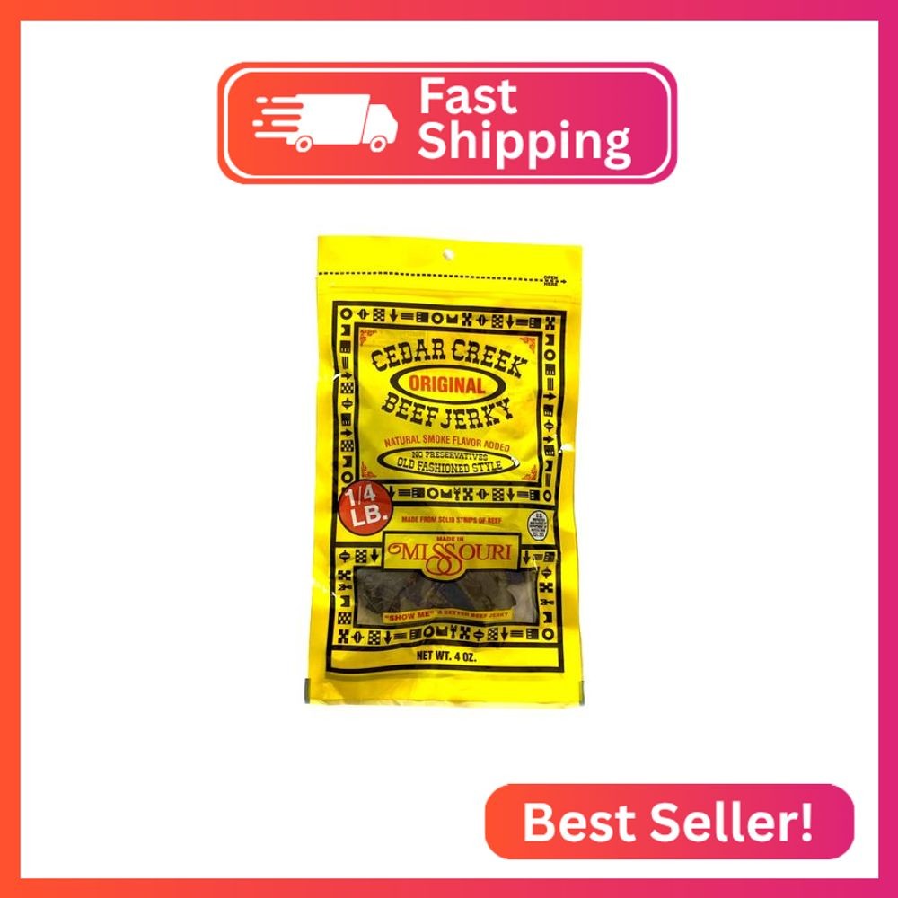 Cedar Creek Beef Jerky, Air-Dried Thinly Sliced, 4oz Pack, No Artificial Preserv