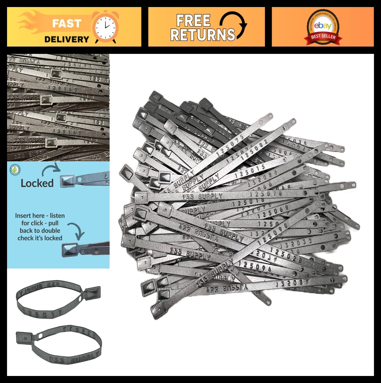 100 Metal Truck Seals - Heavy-Duty Trailer & Container Security for Freight Ship