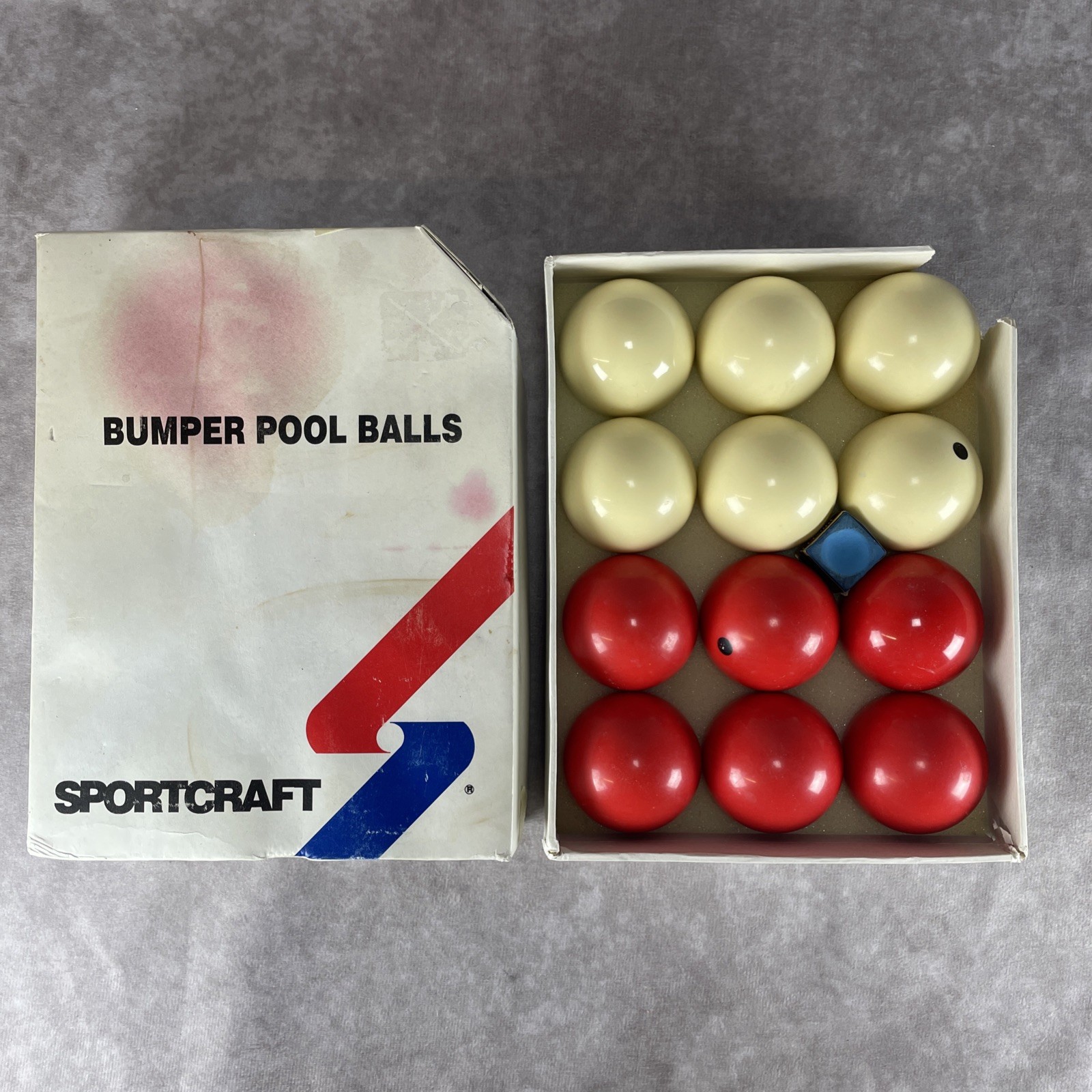 Sportcraft Lot of 12 Vintage Bumper Pool Billiards Ball Set Red White