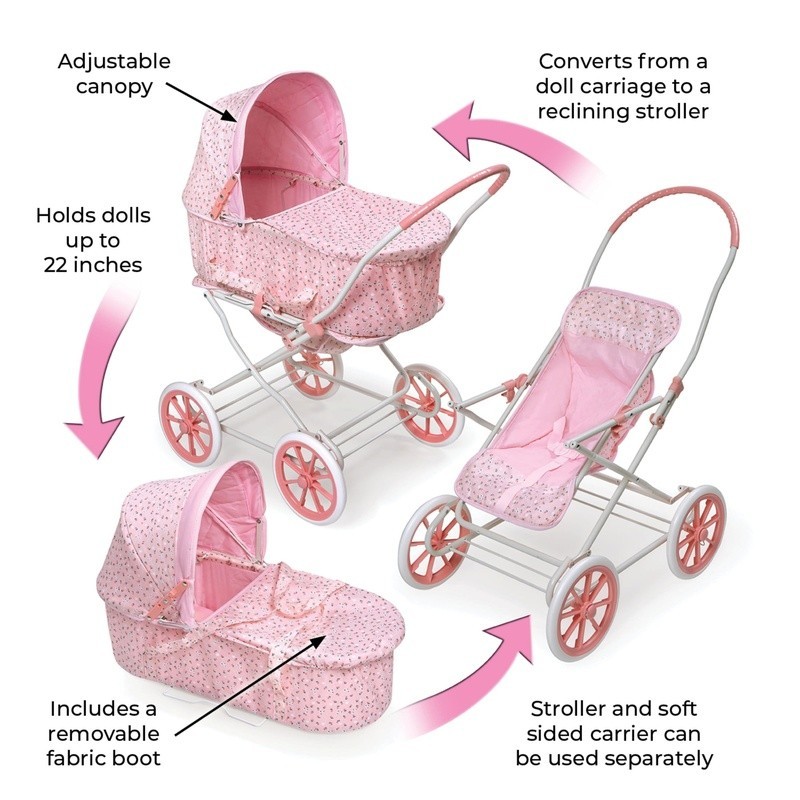 3-in-1 Convertible Doll Pram Stroller Carrier 18 Inch Dolls Toy Accessory New