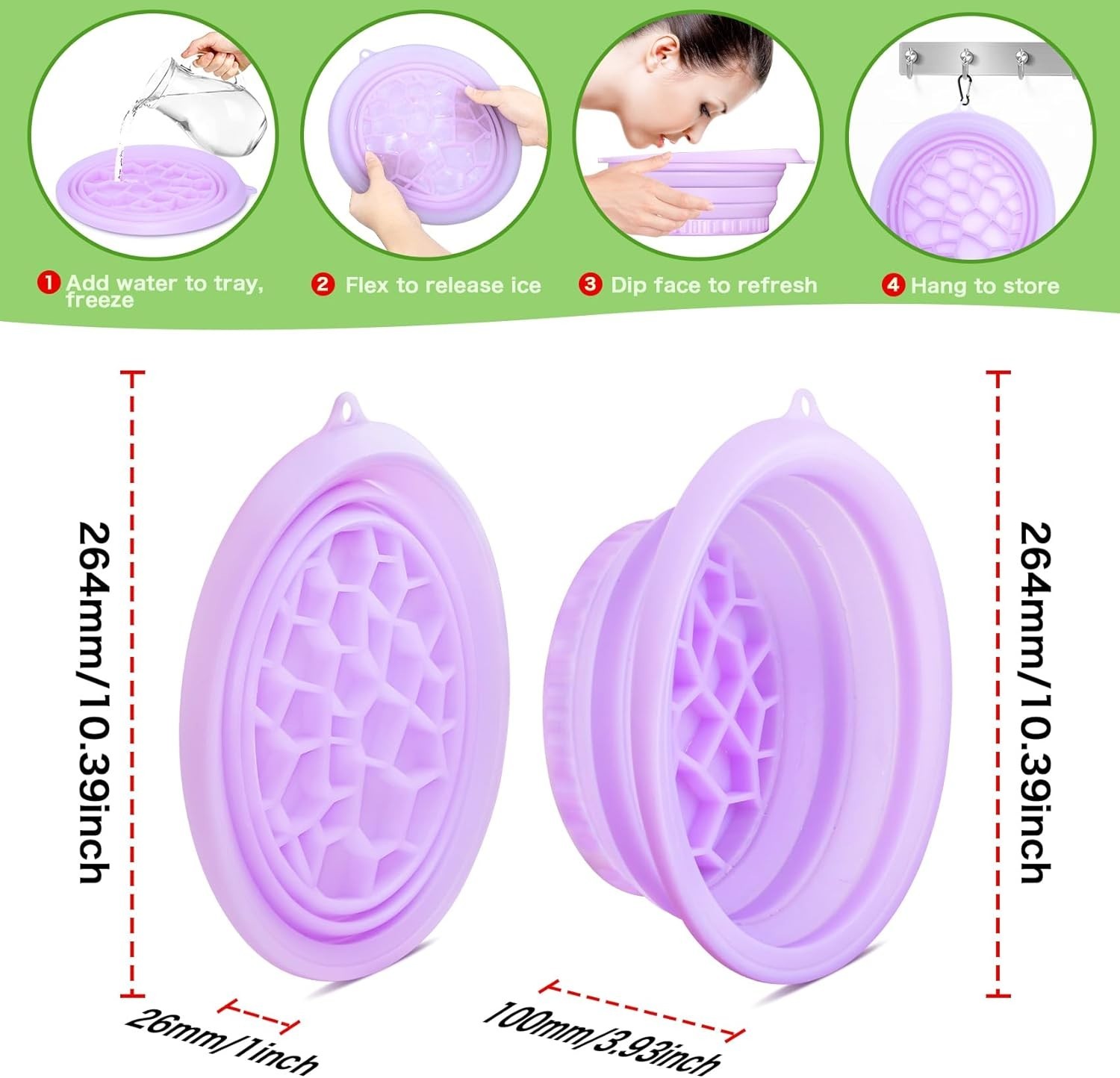 Foldable Ice Bowl with Built-In Ice Tray – Silicone Facial Ice Bath