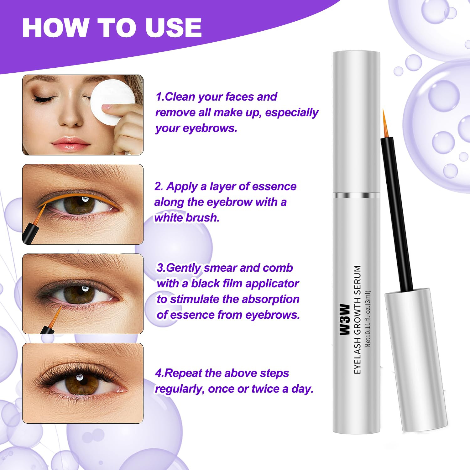 Lash Serum- Rapid Eyelash Growth Serum for Tronger, Healthier Lashes & Brows, Ve