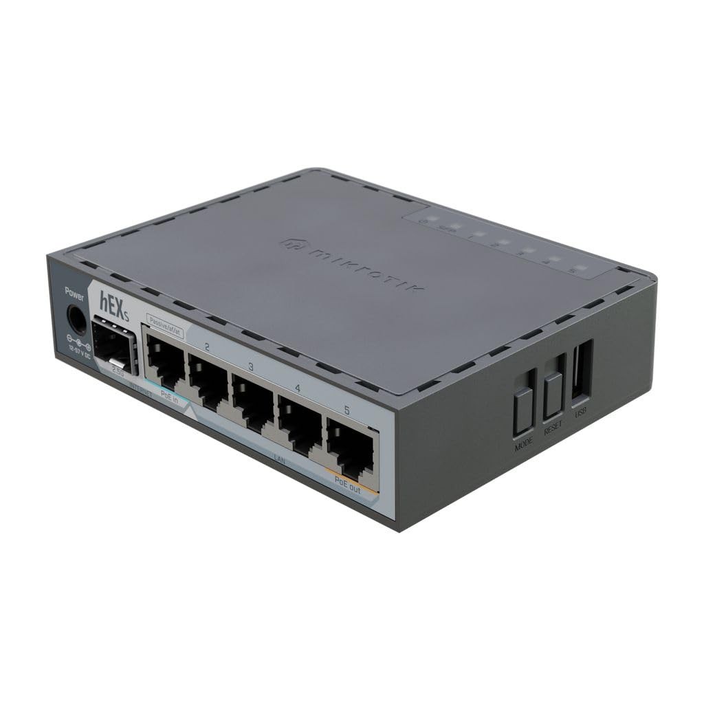 hEX S 2025 E60iUGS Wired Router 2.5G SFP Port 5x Gigabit Ethernet PoE Out