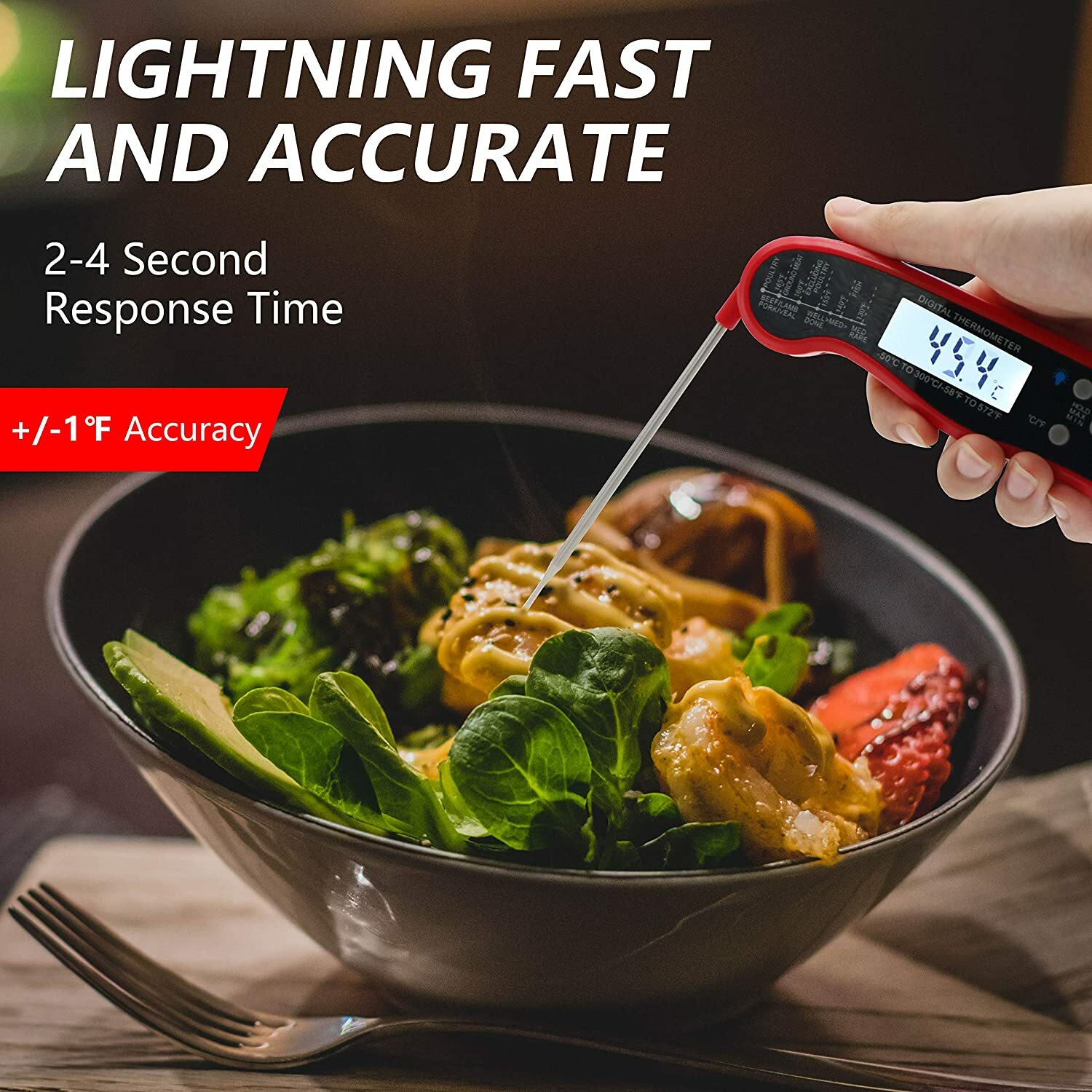 Digital Thermometer Cooking Grilling Food Temperature Reading Indoor & Outdoor