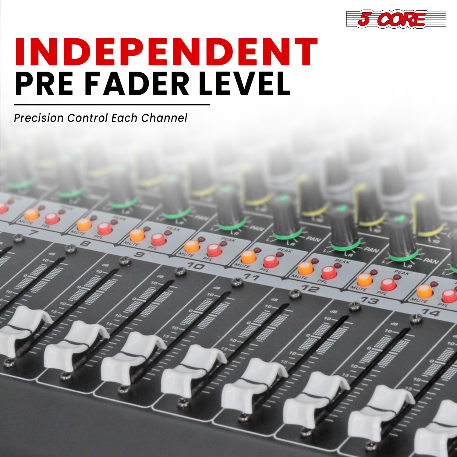 5Core Professional Audio Mixer 16 Channel DJ Mixing Board Bluetooth USB Analog