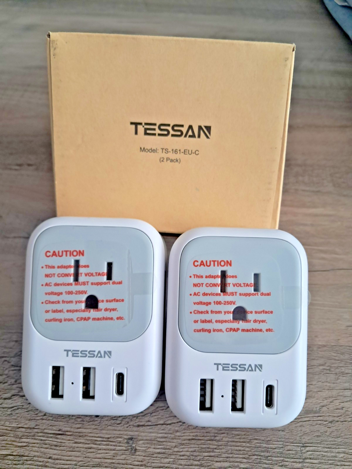 TESSAN 2 Pack European Travel Plug Adapter, Power Converter, Outlets USB