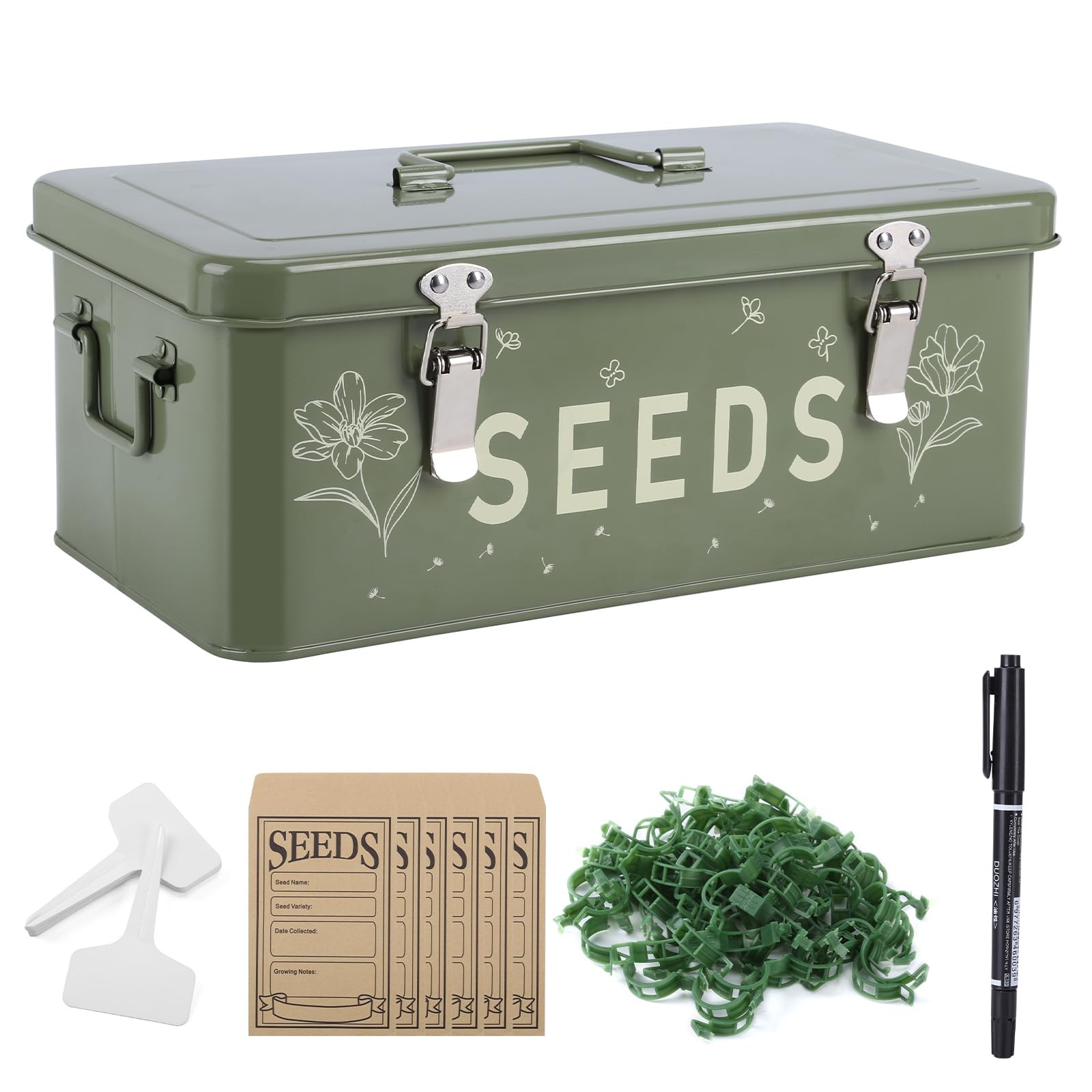 Cinpode Seed Storage Organizer, Saving 13.2 x 7.3 x 5.2 inches, Green