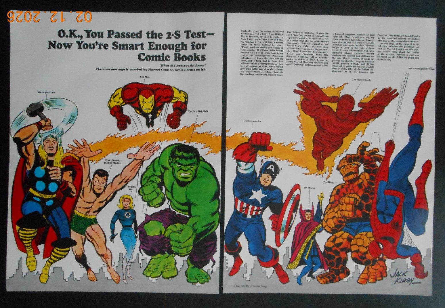 RARE 1966 Jack Kirby Comic Marvel Super Hero Hulk Thor AD Marie Severin Drawings