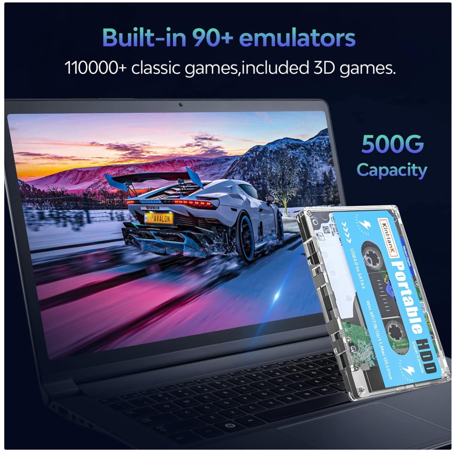 500GB HDD Game Drive for Windows/Laptop - 90+ Emulators