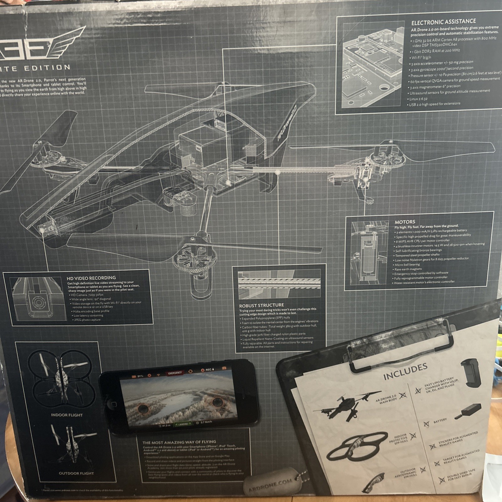 Parrot AR Drone 2.0 Elite Edition - Never Flown - Open Box - TESTED