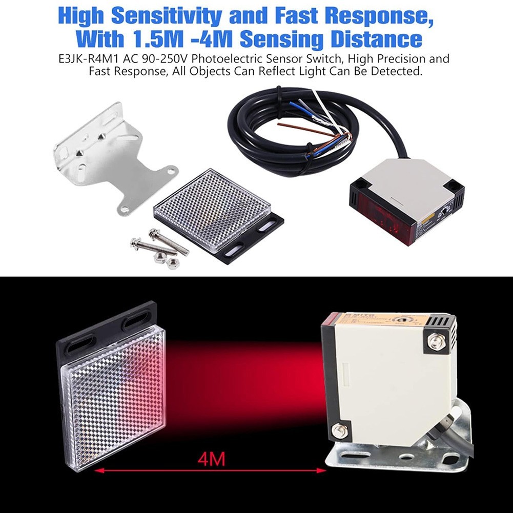 Photoelectric Sensor Switch E3JK R4M1 3 Amp Output Metal Housing Sensor