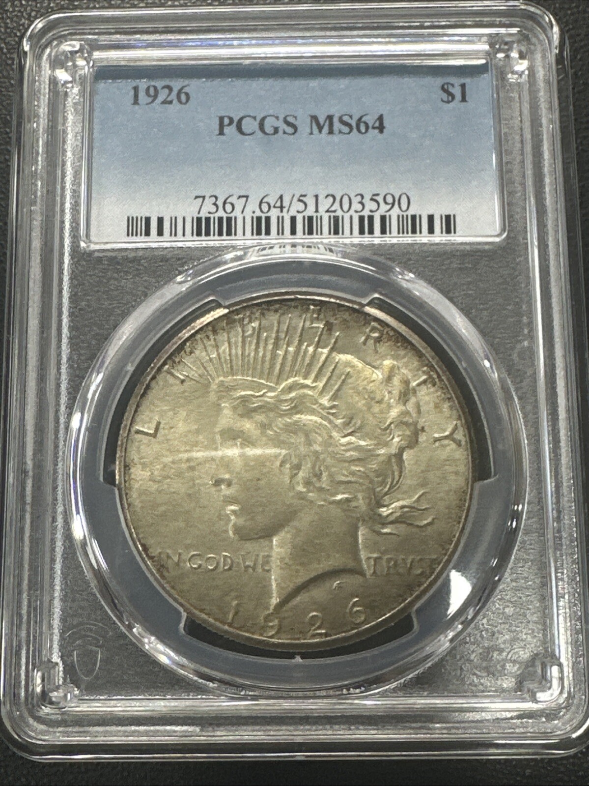 1926 PCGS MS64 Peace Silver Dollar $1 - Original Toned Natural Coin | NEAR GEM