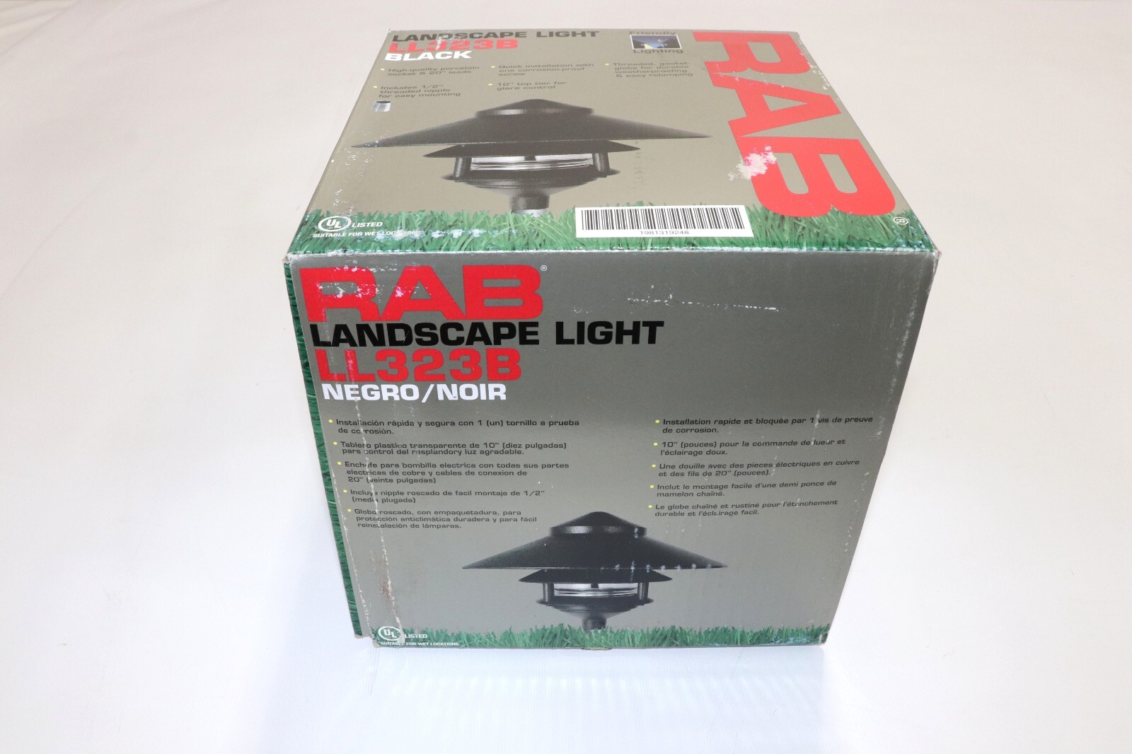 RAB LL323B PAGODA LAWN LIGHT, INCANDESCENT/COMPACT FLUORESCENT LANDSCAPE, BLACK