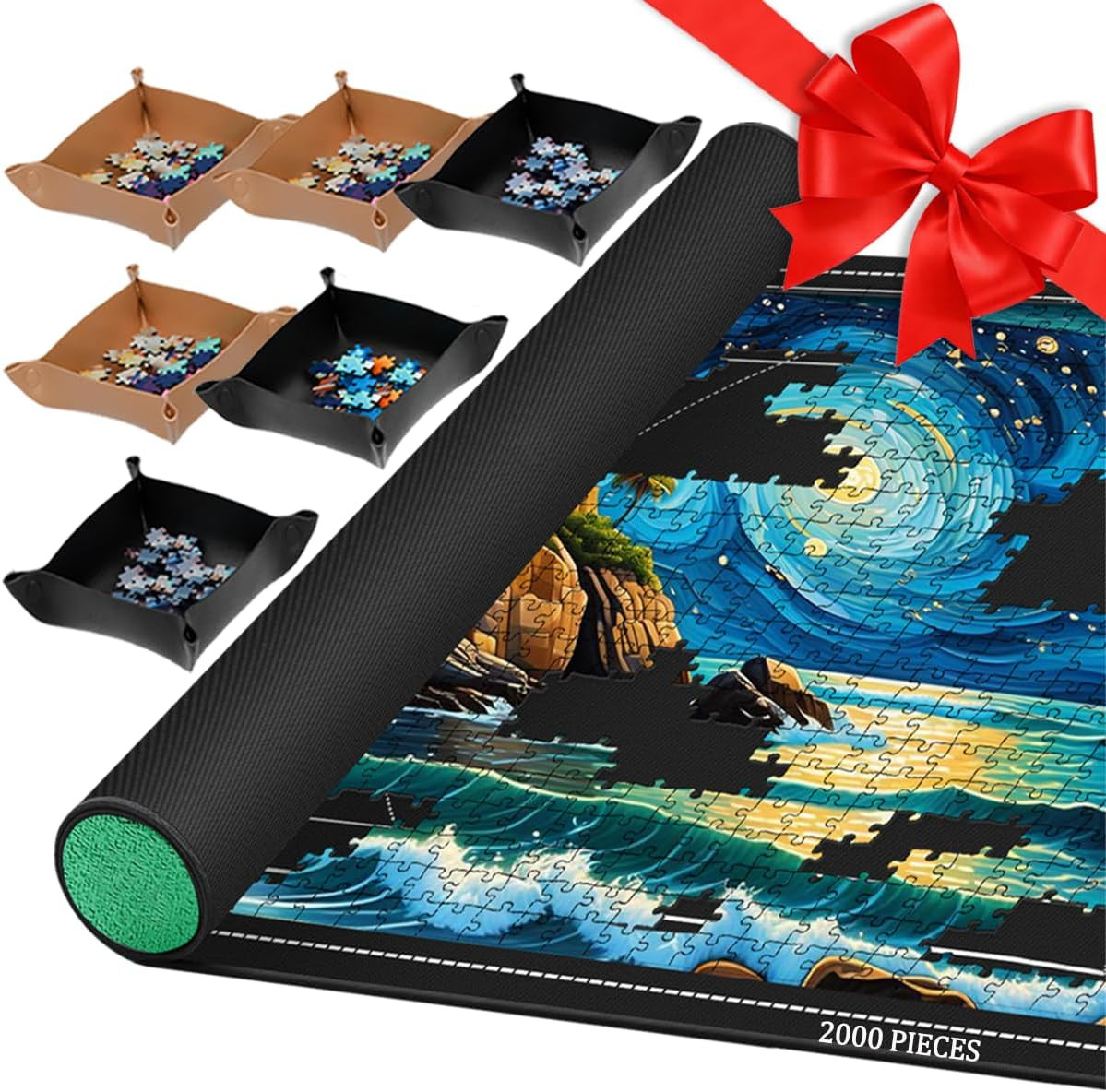 Jigsaw Puzzle Mat Roll Up, Portable Saver Pad 48” x 31” Up to 2000 Pieces, Puzzl