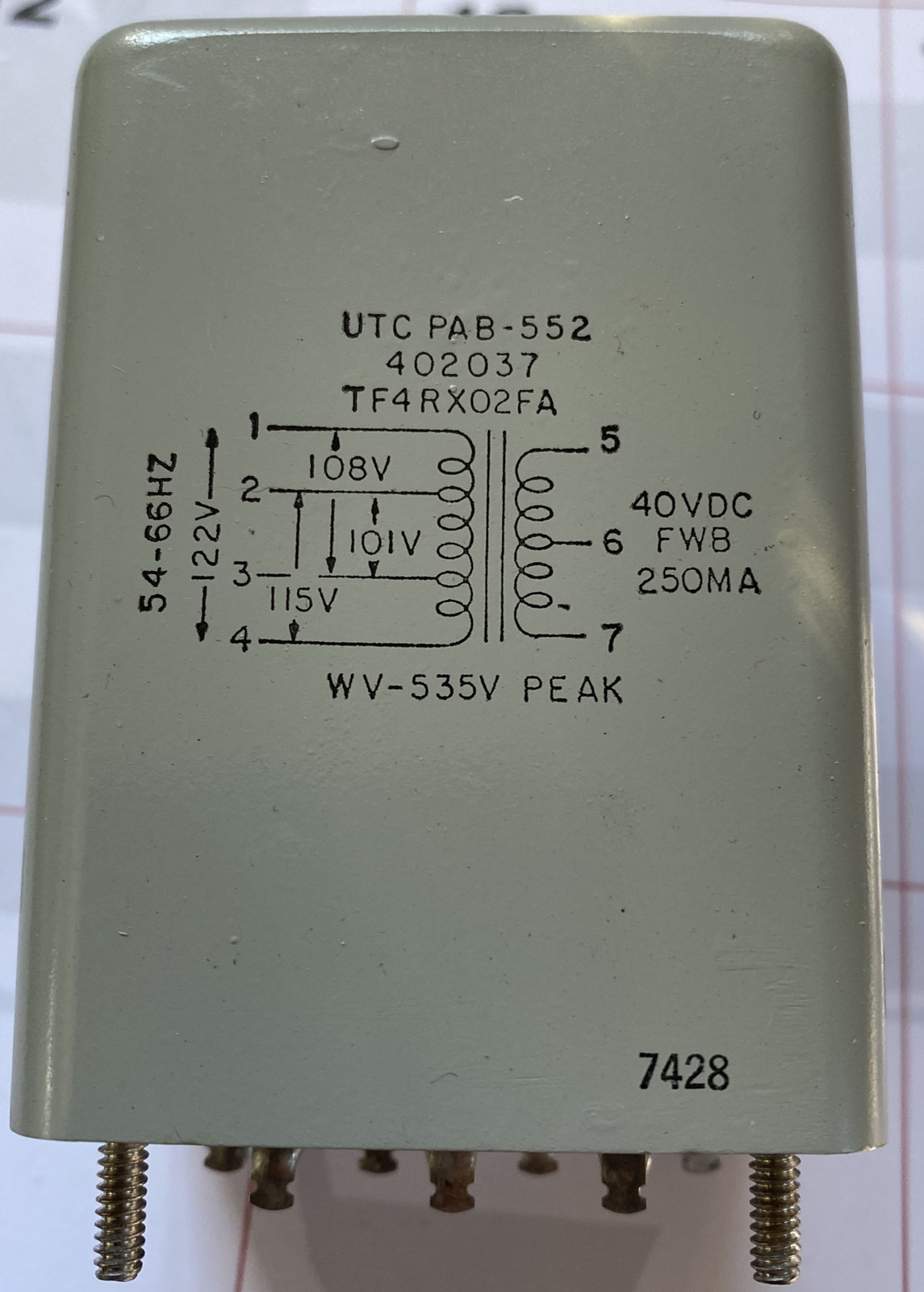 UTC PAB-552  TF4RX02FA Power Transformer