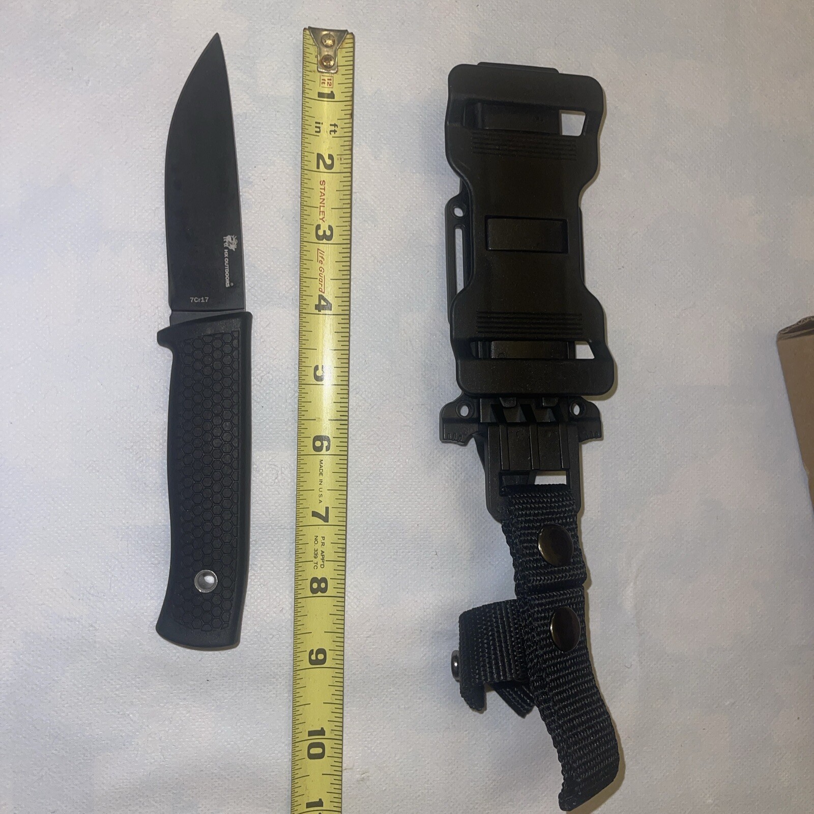 HX Outdoors Fixed Blade Knife Rubber Handle Drop Point w/ Sheath