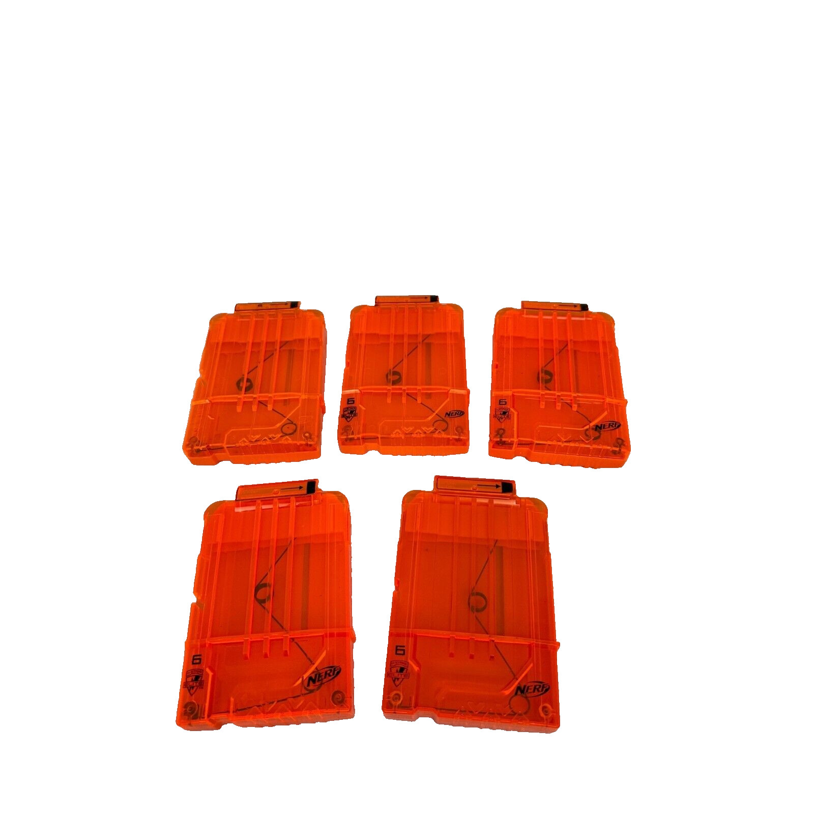 Lot of 5 Nerf N-Strike 6 Round Magazines
