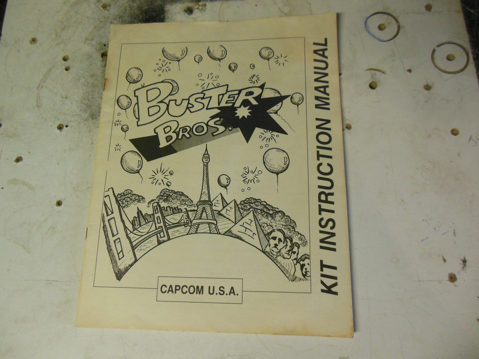 dirty BUSTER BROTHERS CAPCOM vintage arcade GAME MANUAL