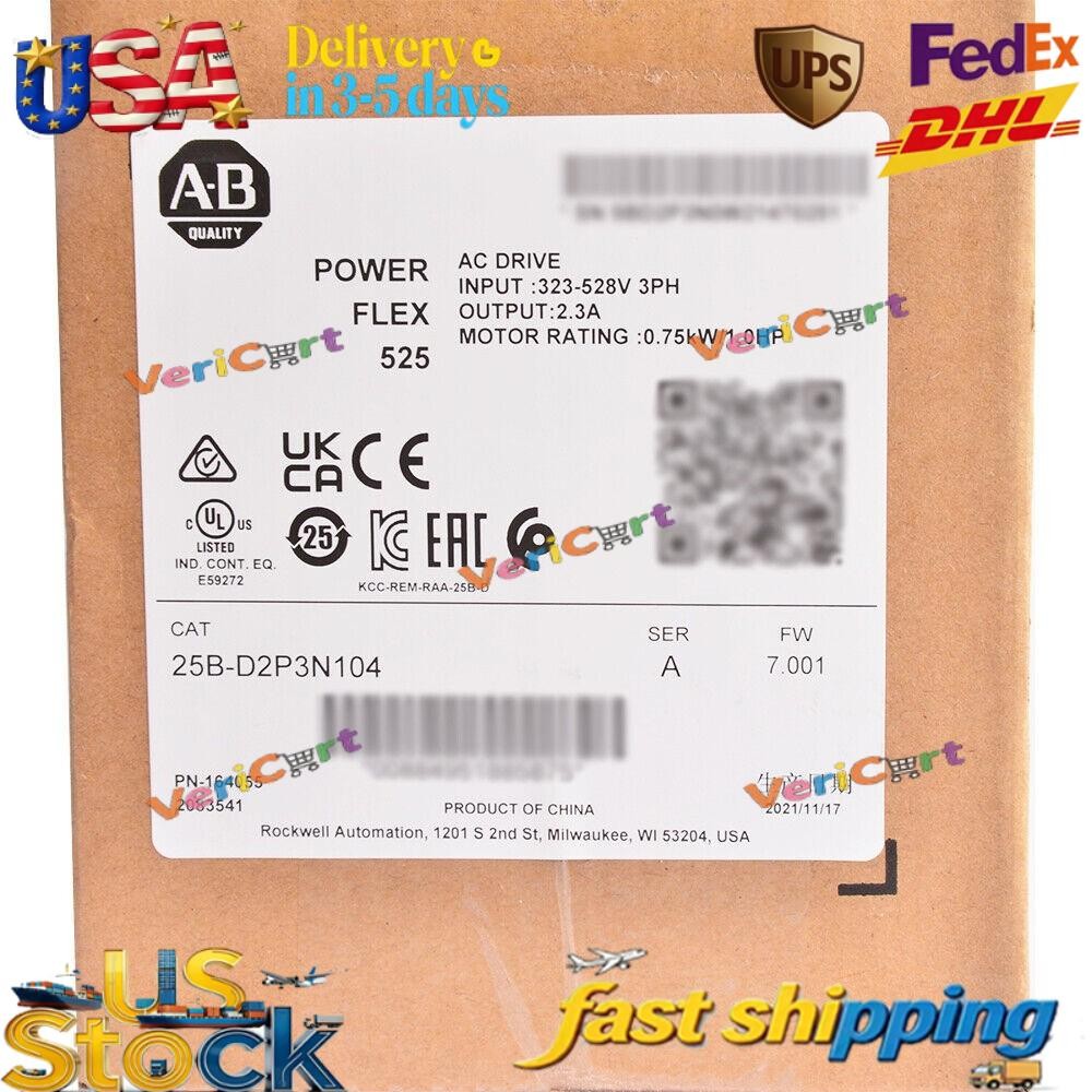 AB 25B-D2P3N104 SER A PowerFlex 525 0.75kW 1Hp AC Drive US Free Tax