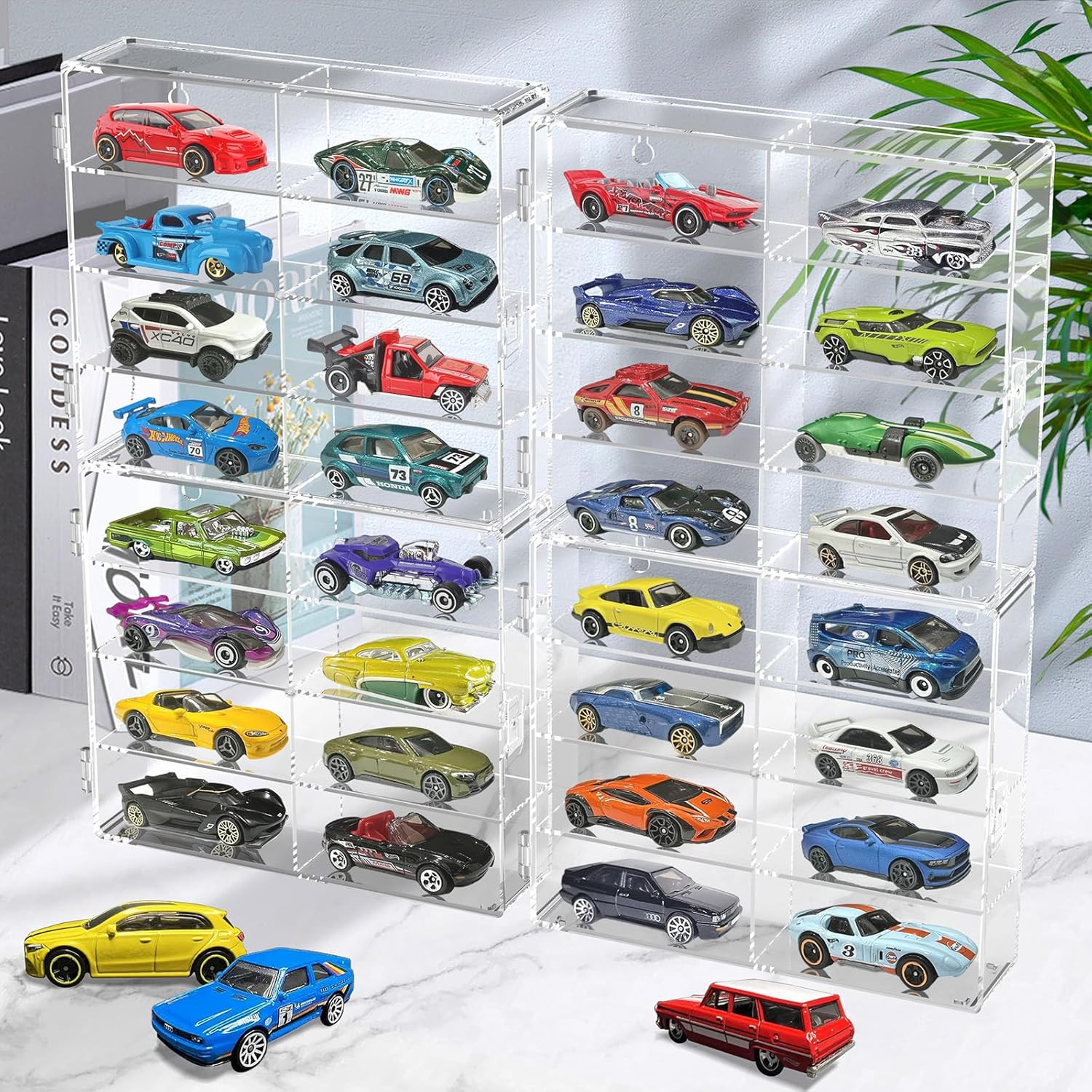 1/64 Scale Toy Cars Display Case for Matchbox Hot Wheels Hold 32 Toy Cars Storag