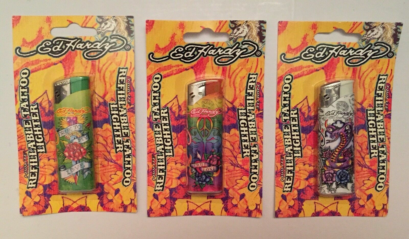 3 Lighter SEALED ED HARDY REFILLABLE TATTOO LIGHTER -any 3 Random