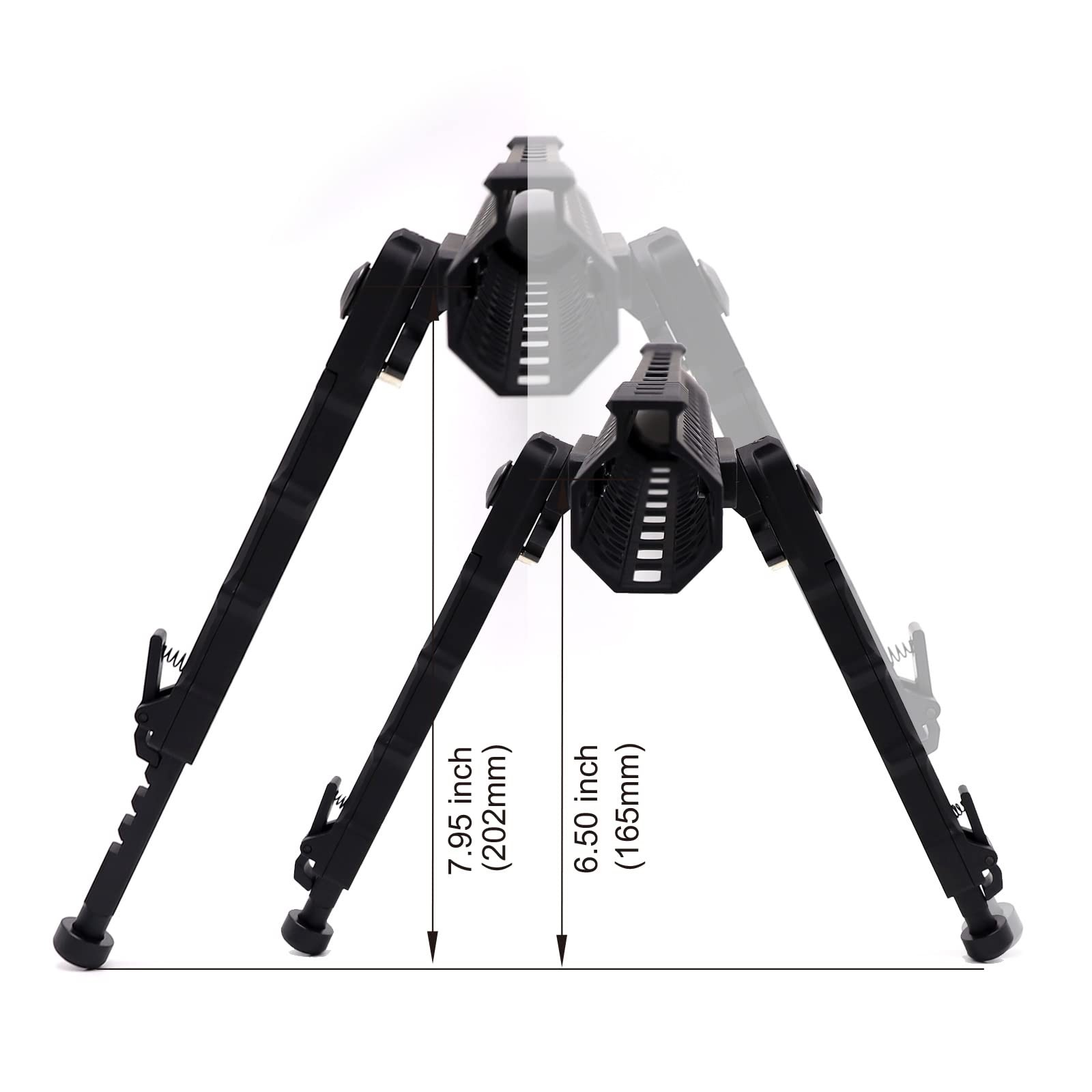 Adjustable, Tactical Folding Tripod/Bipod, for MSystems, 16.5 to 20.3 cm