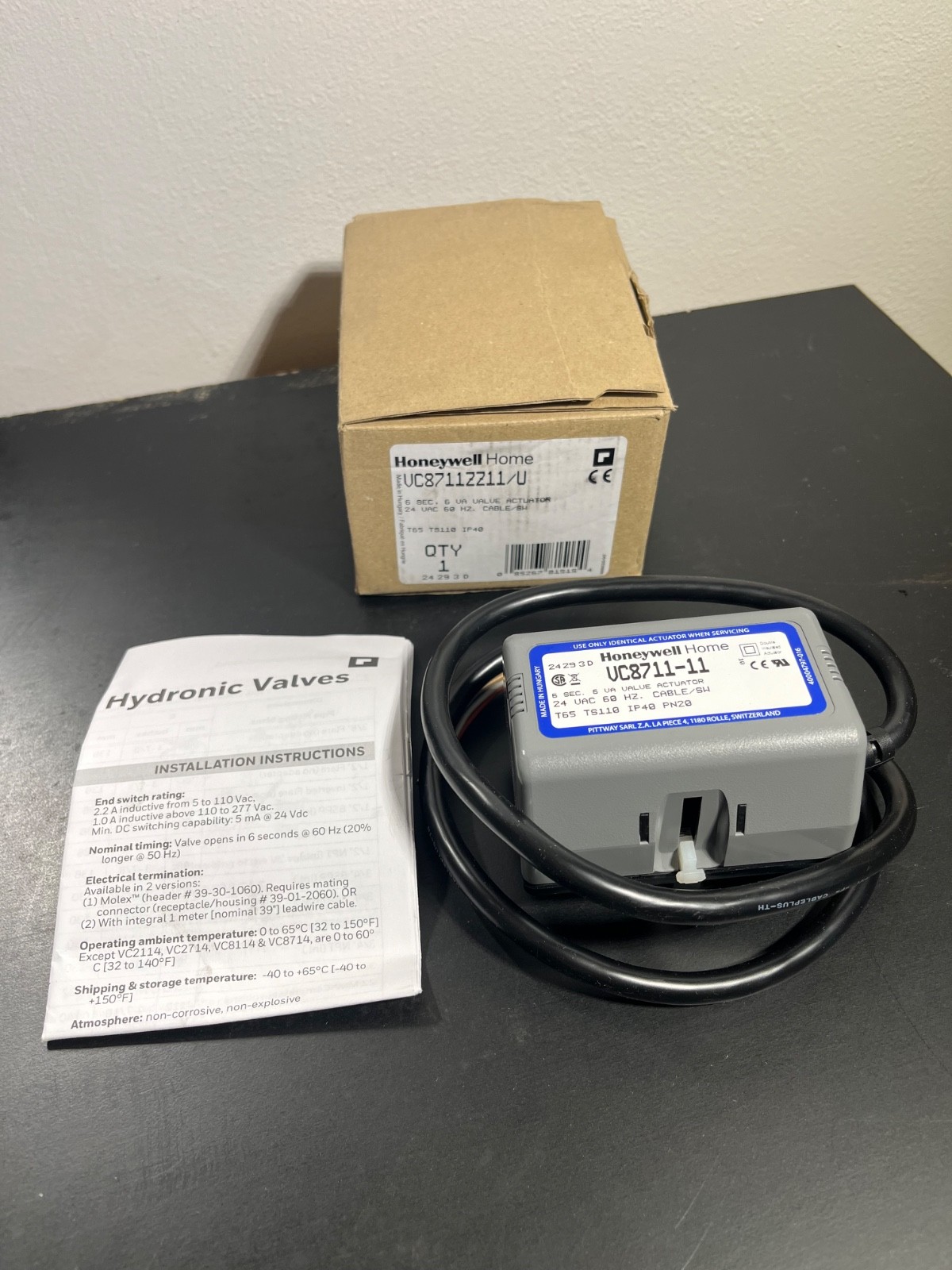Honeywell VC8711ZZ11 /U Direct Coupled Actuator Valve 24 VAC, 6 VA Rating - NEW