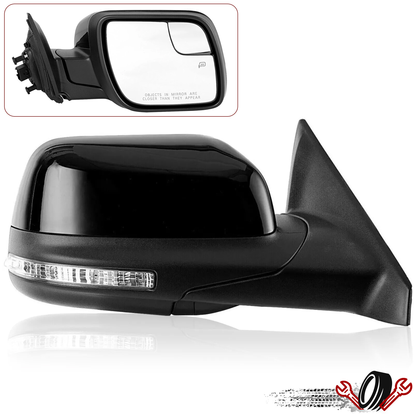 Side Mirror For FORD Explorer 16-19 w/ Power Heated Puddle Light Passenger Side