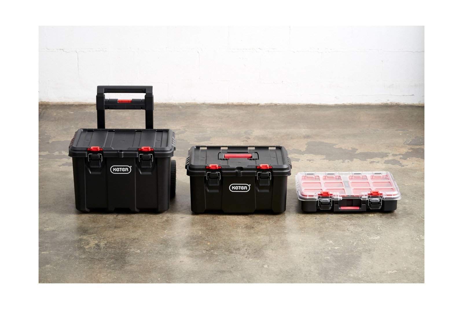 Keter Stack N’ Roll 3-Piece Rolling Tool Box System – Stackable Modu