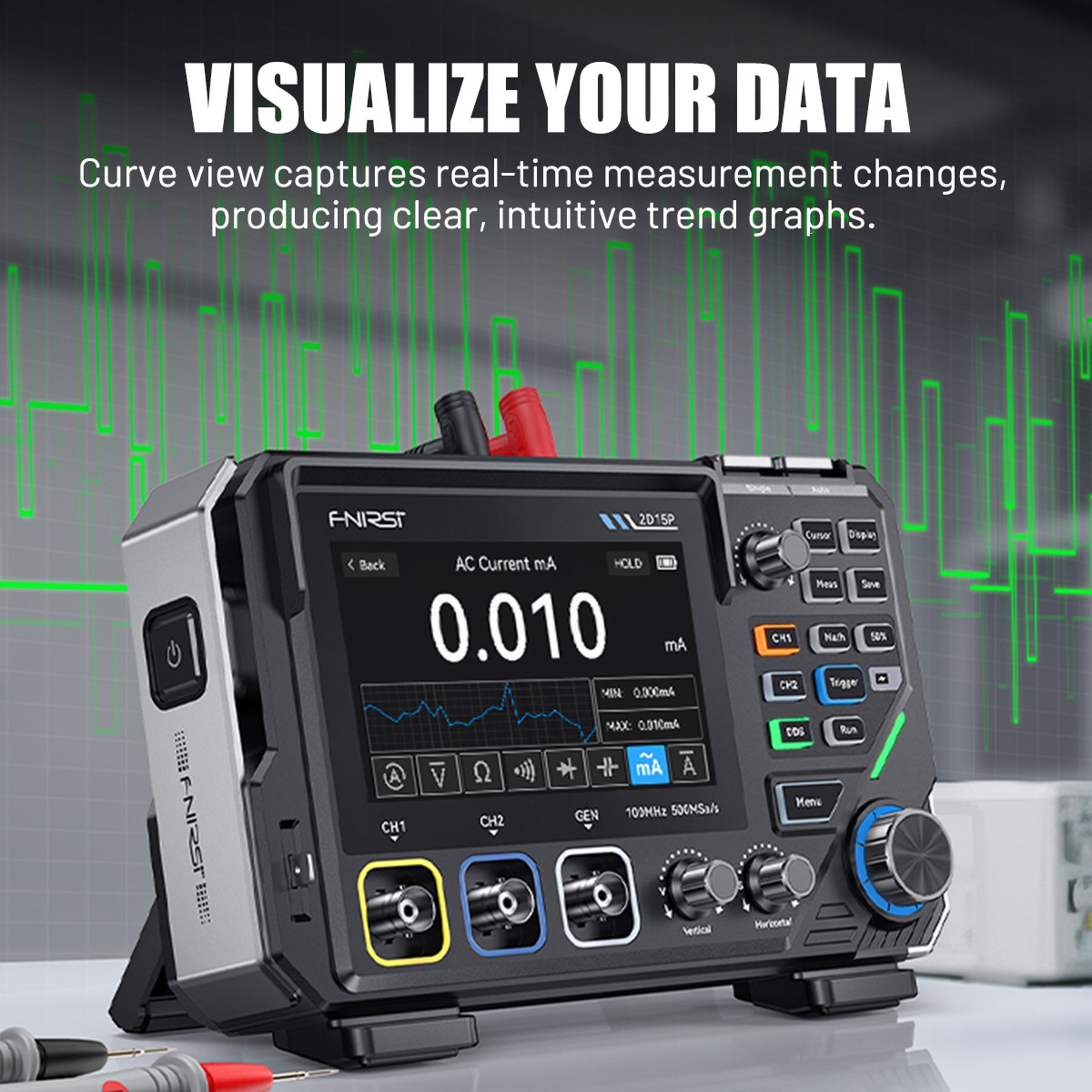 All-in-One Handheld 100MHz ScopeMeter:Oscilloscope Waveform Generator&Multimeter