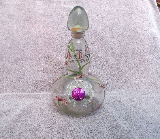 Vtg Asombroso Tequila Floral Decanter Hand Painted Glass Genie Bottle Limited Ed