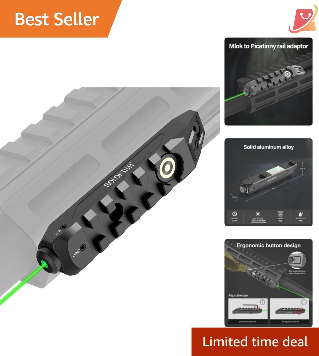 Laser Sight MLOK Green Red Blue Rechargeable Magnetic Zero Hold Modes
