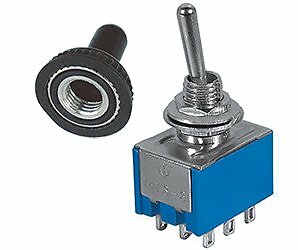 3PDT CENTER OFF MINIATURE TOGGLE SWITCH WITH RUBBER BOOT