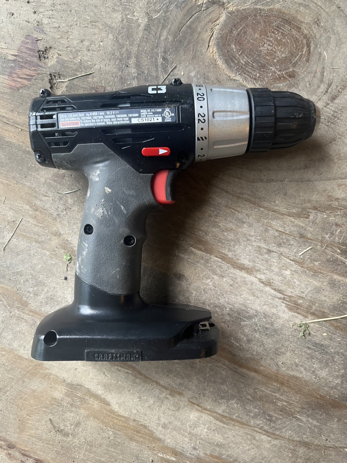 Craftsman C3 19.2V 3/8 In Cordless Drill Driver 315.116890 Tested Working