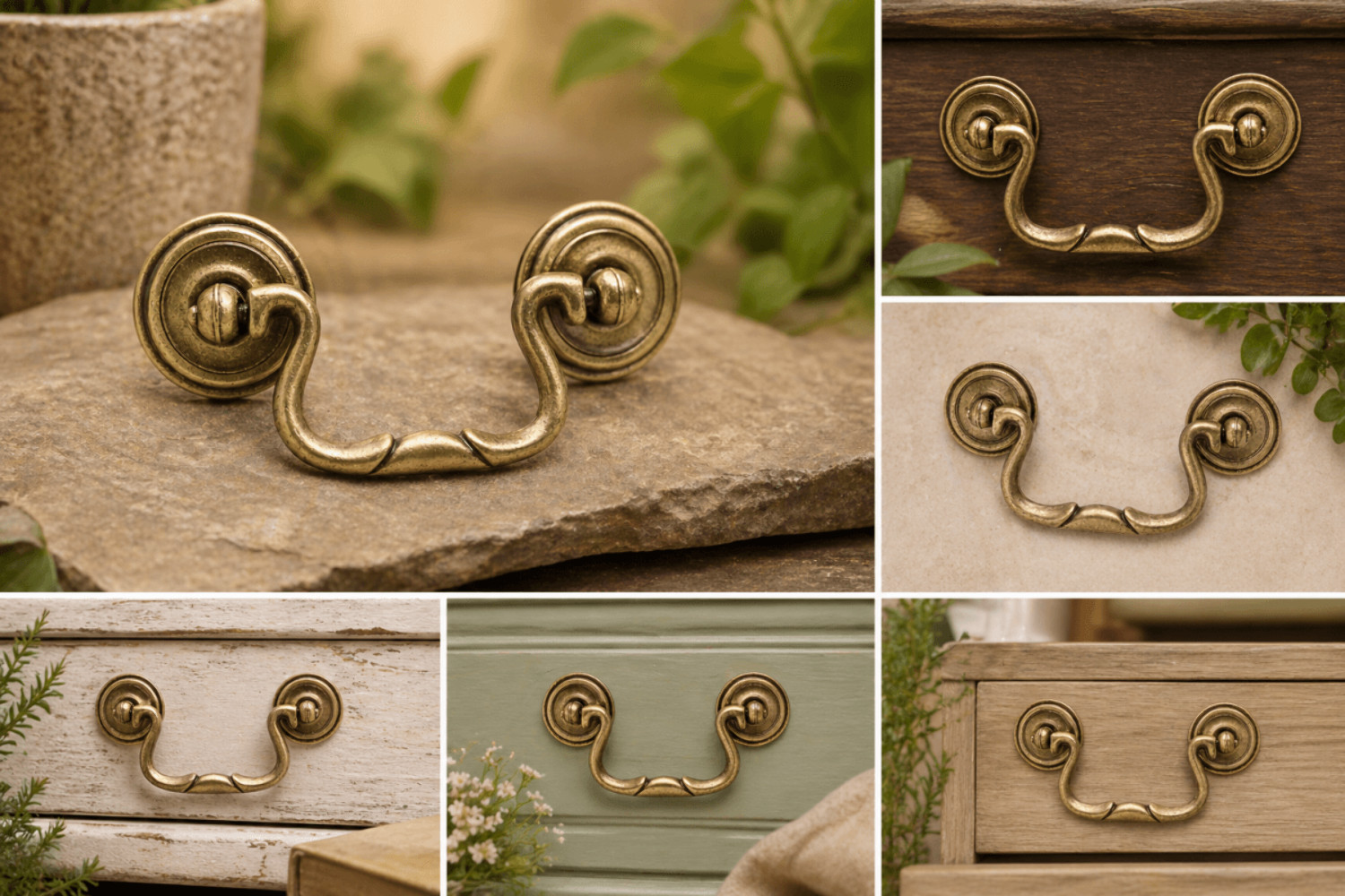 Classic Drop Knocker Bail Cabinet Handle | 3" Center-to-Center | Antique English