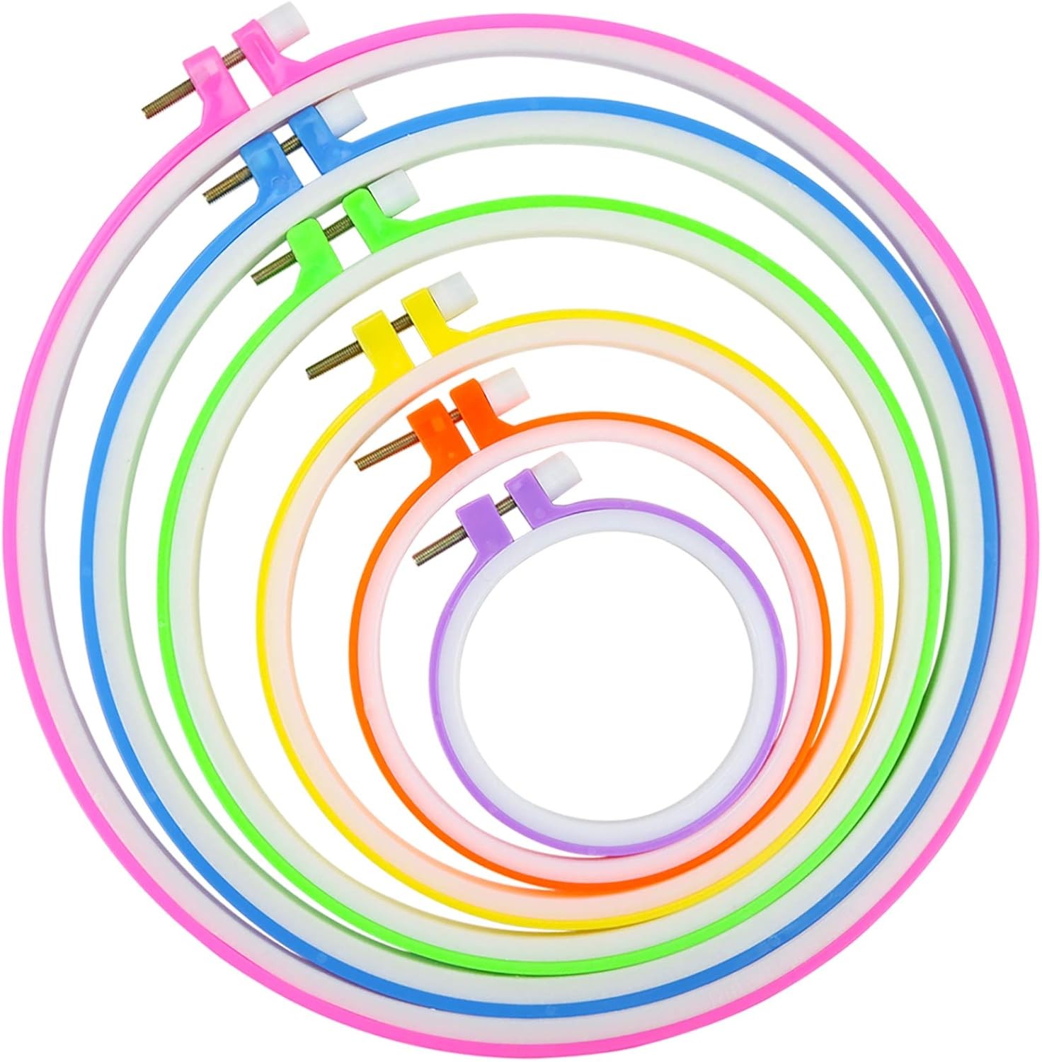 Similane 6 Pieces Embroidery Hoops, Plastic Circle Cross Stitch Multicolor