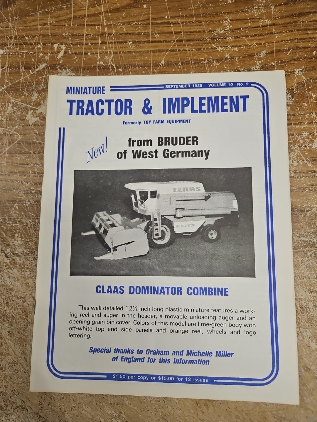 Miniature Tractor & Implement Magazine Sept 1986 CLAAS Dominator Combine