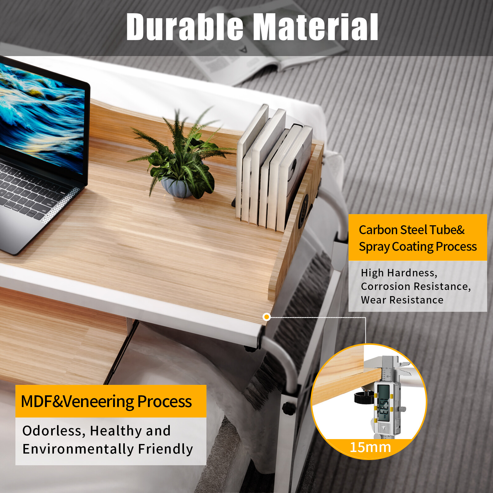 Over bed Table Desk Height Adjustable Rolling Laptop Computer Desk Cart For Home
